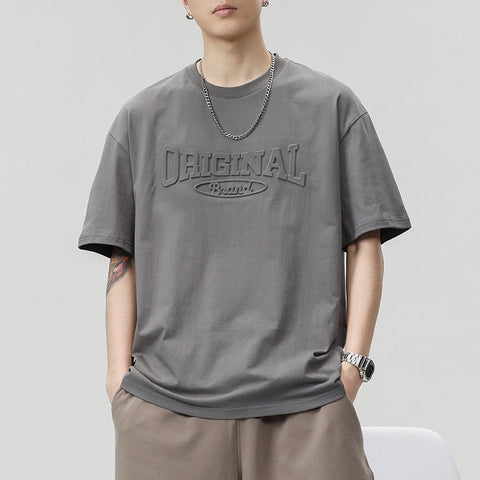 Melopridy Men's Three-Dimensional Stamped T-Shirt Short Sleeves